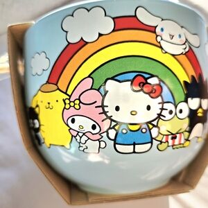 NEW! Sanrio Hello Kitty & Friends Ceramic Bowl Set with Chopsticks 20 oz